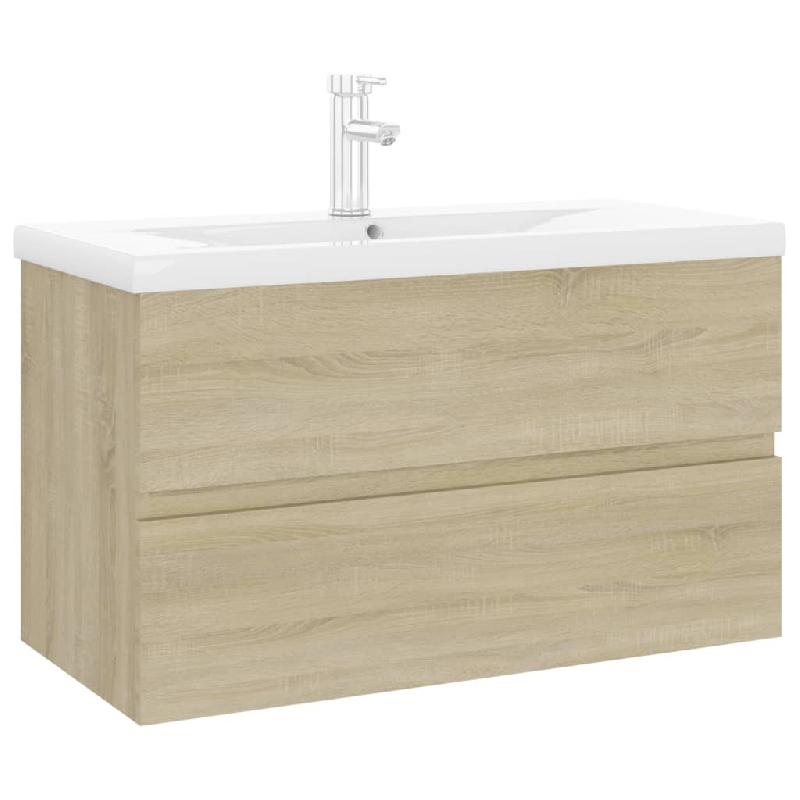 ARMOIRE D\'ÉVIER AVEC LAVABO INTÉGRÉ 81 X 39 X 18 CM CHÊNE SONOMA AGGLOMÉRÉ 02_0006462_0