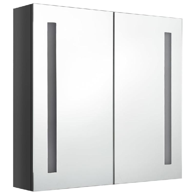 ARMOIRE DE SALLE DE BAIN À MIROIR LED BRILLANT 62 X 14 X 60 CM GRIS 02_0006603_0