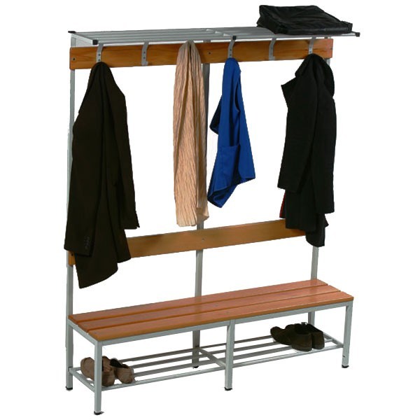 Banc vestiaire simple face avec 6 patères - H 190 x L 160 x P 40 cm - Réf 234_0