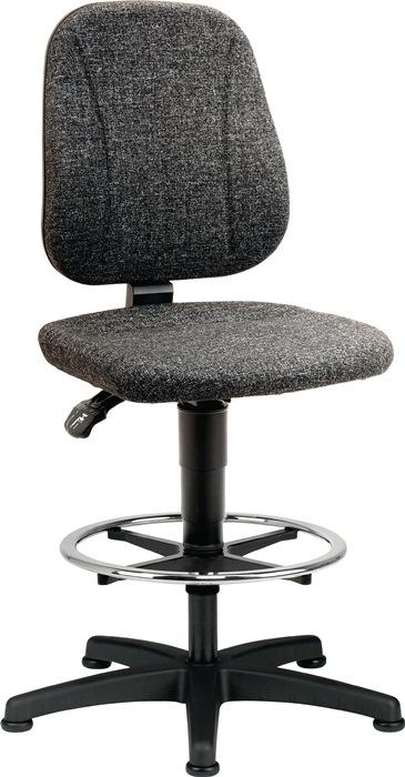 Chaise atelier pivotante Unitec patins + anneau de pied rembourrage tissu gris 580-850 mm BIMOS_0