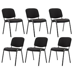 CLP Lot de 6 chaises visiteur empilables Ken en tissu Noir - noir textile 151024601_0