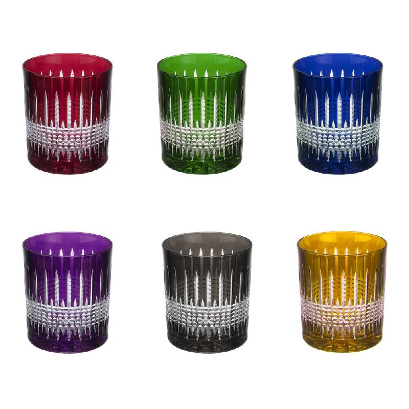 Coffret de 6 gobelets 32 cl en   taillé -  Multicolore Rond Cristal Table Passion - multicolore verre 3106233470492_0
