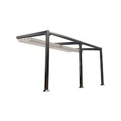 COULEURS DU MONDE Pergola adossée Antigua 3x4m aluminium avec toile coulissante polyester gris perle - gris aluminium 3700263329456_0