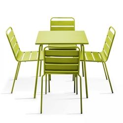 Oviala Business Ensemble table de terrasse et 4 chaises en métal vert - Oviala - vert acier 107879_0