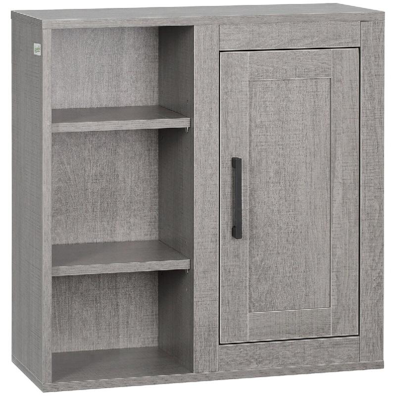 Helloshop26 - Armoire murale de salle de bain 48 x 20 x 50 cm gain de place étagères réglables moderne en panneau de particules gris 21_0001916 - g_0