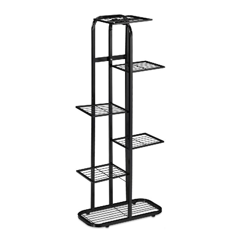 Helloshop26 - Étagère à plantes escalier moderne 107 x 44 x 24 cm support stable en acier noir 13_0010802 - noir métal 3000245424545_0