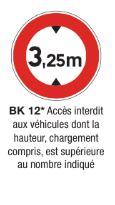 Signalisation de prescription BK12 - Accès interdit aux véhicules avec hauteur chargement supérieure au nombre indiqué_0