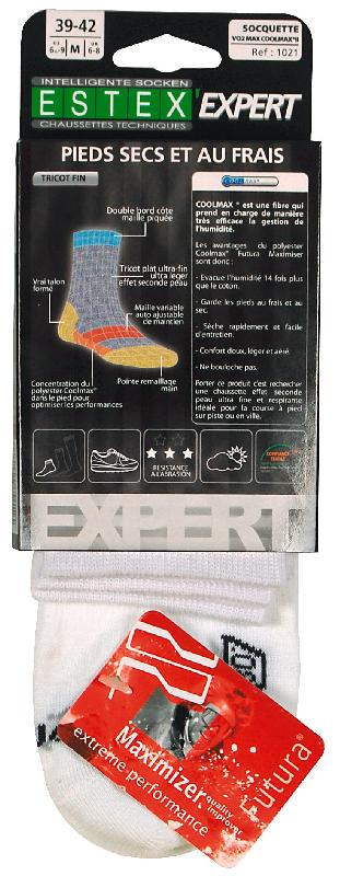 Lot de 2 paires de socquettes VO2 Coolmax - Estex - Douces et légères - Spécial Running - Réf: ES1021_0