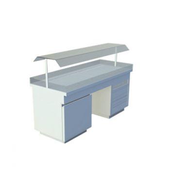 Meuble buffet réfrigéré sur deux plots - Froid ventilé avec structure inox et ceinture en verre_0