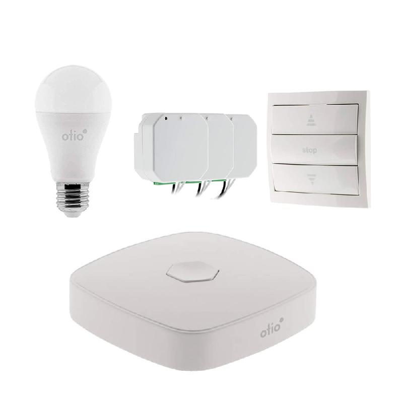 Pack de démarrage OtioHome (3 modules volets roulant + 1 télécommande + 1 box + 1 ampoule wifi)_0