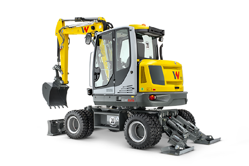 Pelle sur pneus Wacker Neuson EW65 - hauteur de déversement jusqu'à 5.195 mm - profondeur de fouille 3.895 mm - poids 6.755 à 8.003 kg_0