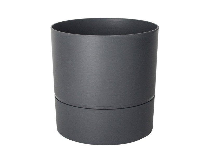 Pot rond en polypropylène avec réserve d'eau - Diamètre 28,5 cm - Gris anthracite_0