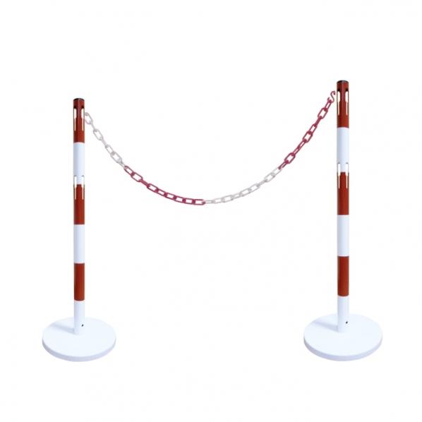 Poteaux de sécurité avec chaîne Rouge/Blanc - 3 versions disponibles - Marque Rolléco_0