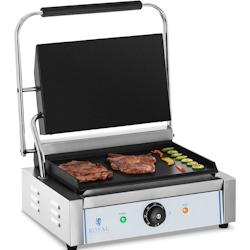 Royal Catering - Royal Catering Machine à Panini Toaster Lisse RCKG-2200-F (2200W, plaque de cuisson 34,5x23cm, récupérateur de graisse en inox) -_0