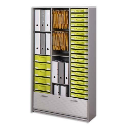 Simmob armoire haute multiclass - dimensions l86 x h165 x p46 cm alu blanc tiroirs vert_0
