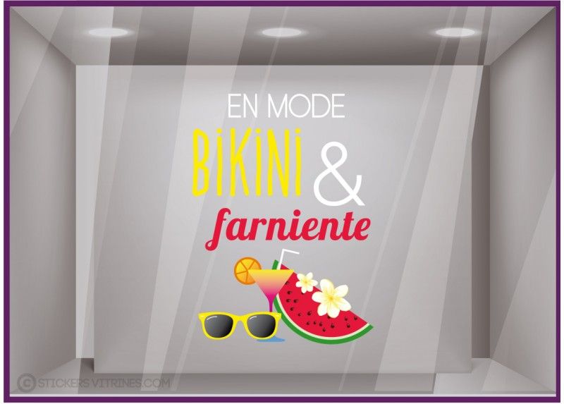 Sv707 l41 x h57 imprnum - adhésif pour vitrine - stickers vitrines - dimensions 41 x 57 cm - déco été bikini & farniente_0
