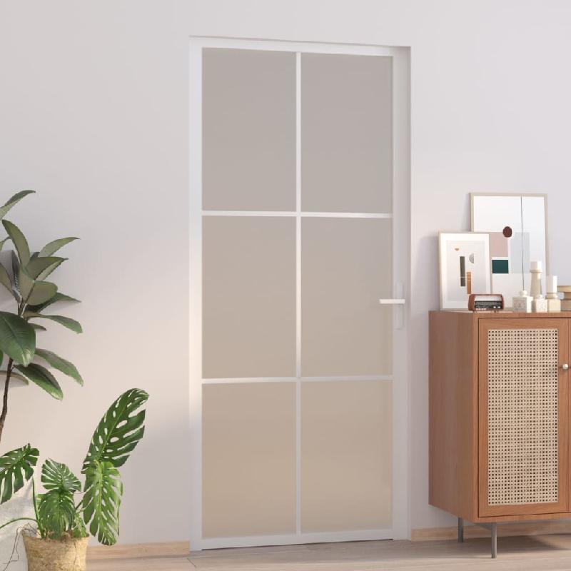 Vidaxl porte intérieure 93x201,5 cm blanc verre mat et aluminium 350582_0