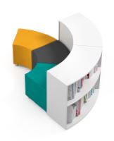 Armoire scolaire Marie - ouverte et incurvée avec roulettes industrielles_0