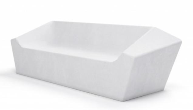 Banc en béton contemporain - lignes design et modernes - 248 cm / 135 cm - blanc lisse_0