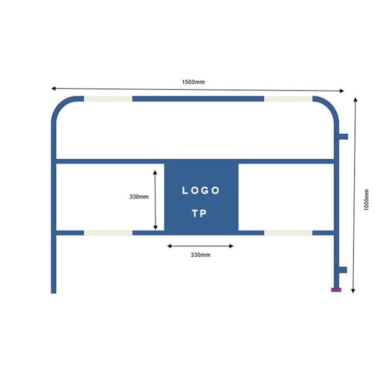 Barrière de chantier 1.5x1m - plaque centrale personnalisée - tube 28 - modèle BAR28CP - marque VBMateriel_0