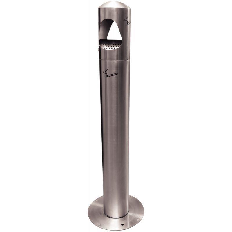 Cendrier sur pied inox 8 litres - sac inflammable - tête amovible - serrure à clé_0