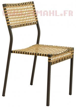 Chaise Antigua - châssis métal époxy - tressage PVC_0