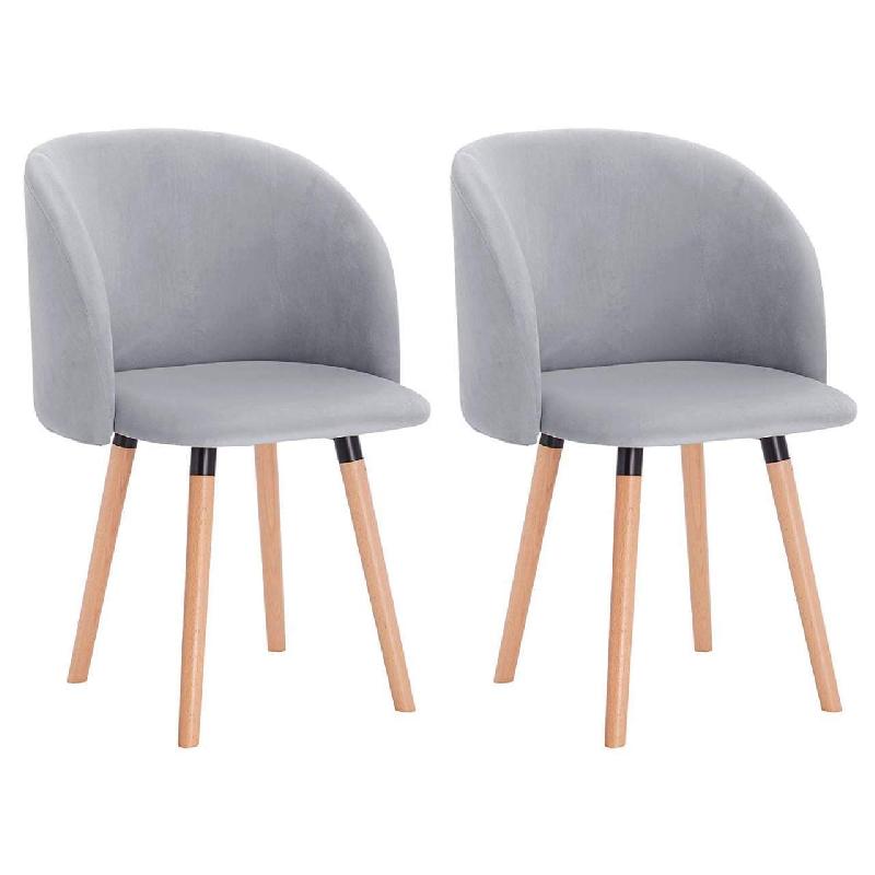 Chaise de salle à manger - pieds en bois - velours gris - lot de 2 - 19_0000465_0