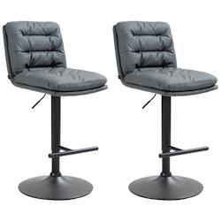 CLP Lot de 2 tabourets de bar Damar en similicuir Gris/Noir - gris polyester 325681_0