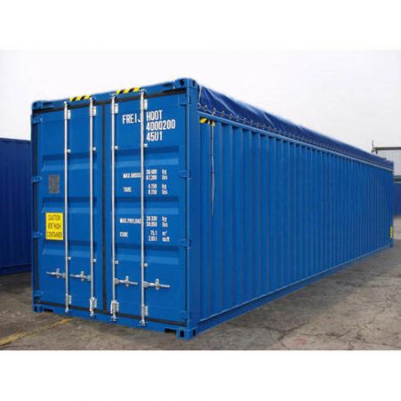 Conteneur de stockage en acier robuste - Open Top 40 pieds avec arcs de toit amovibles et bâche homologuée - Occasion_0