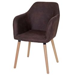 Décoshop26 - Chaise de salle à manger design rétro en tissu marron foncé vintage pieds clairs 04_0002368 - marron 3000275432695_0