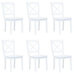 Décoshop26 - Lot de 6 chaises de salle à manger cuisine design classique blanc bois d'hévéa massif CDS022151 - blanc 3000024281536_0