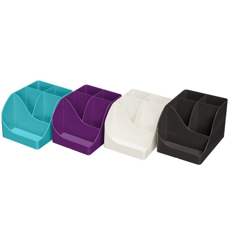 Exacompta Lot de 4 Pot à crayons PEN-WAVE Titane coloris assortis (4) - 9002493695108_0