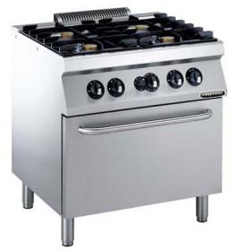 Fourneau monobloc 4 feux vifs 5.5 kW sur four gaz 6 kW - Gamme 700 Firsteel - Dimensions 800x700x850 mm_0