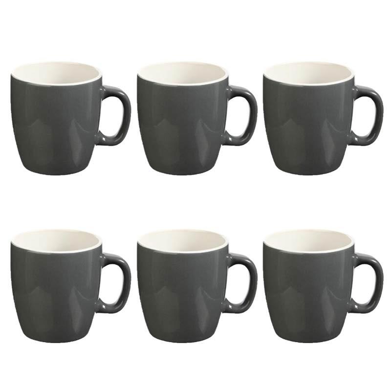 Lot de 6 mugs colorés 18cl gris en faïence - Paris Prix - compatibles lave-vaisselle et micro-ondes_0