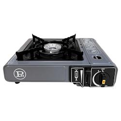 Réchaud Gaz Portable 1 Feu 2200W - Allumage Piezo - Cartouche gaz Butane – Idéal Camping, Randonnée & Cuisine Extérieure INTEC - gris aluminium_0