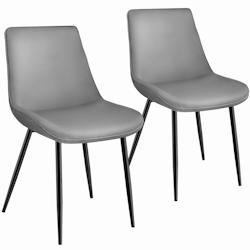 Tectake Lot de 2 chaises Rembourrées aspect velours assise Ergonomique gris - 404922 - gris polyester 404922_0