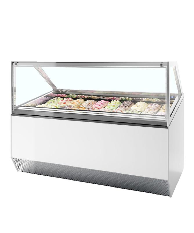 Vitrine congélateur de crème glacée blanc vitre plate - 1826x1054x1356 mm - ISA MILLENNIUM ST20 - 20 bacs Napoli - R290_0