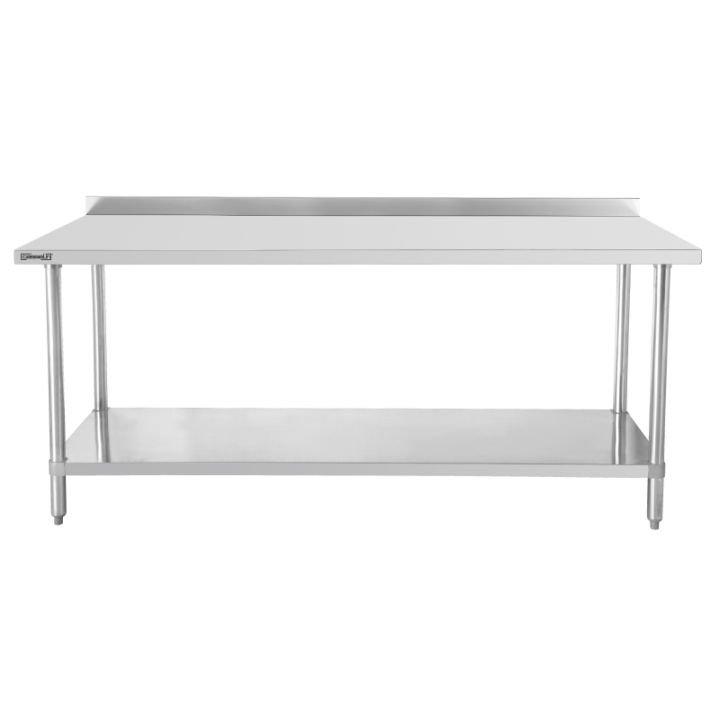 ​​​​​​​Table inox de travail (L)1000 x (P)700 x (H)950 mm, avec dosseret, avec étagère basse_0