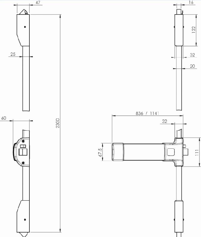 Antipanique Pushbar 90+ blanc 3 points - JPM - Modèle l845 - pj3000-68-0a - Réf. 435128_0