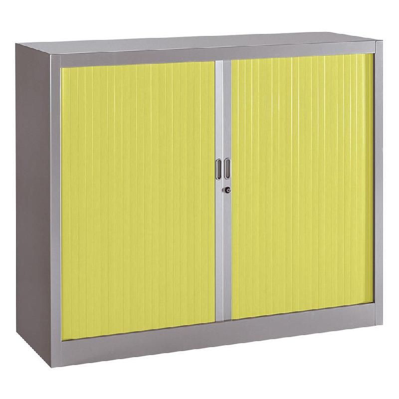 ARMOIRE MÉTAL CLASSTOUT COLOR - A RIDEAUX - L. 120 X H. 100 CM - CORPS ALUMINIUM  - RIDEAUX ANIS