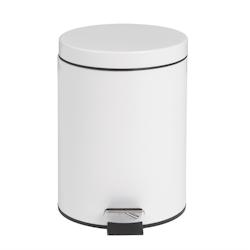 Poubelle à pédale Bolero blanche 5L - blanc inox avec seau intérieur amovible et poignée de transport_0