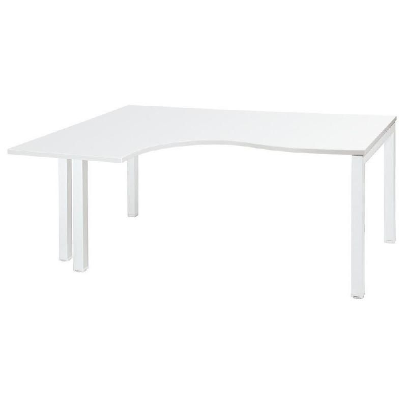 BUREAU COMPACT RETOUR À GAUCHE ACTUAL - L. 160 X P. 120 CM - PLATEAU BLANC - 4 PIEDS BLANC