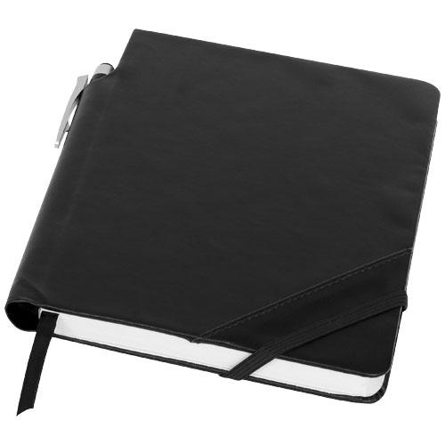 Carnet de notes relié A6 avec fermeture élastique - Stylo à bille Patch-the-edge 10686100 - 80 pages lignées crème_0