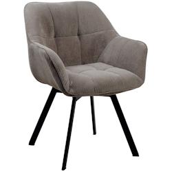 Décoshop26 - Chaise de salle à manger assise pivotante confortable en velours côtelé marron et métal noir  10_0002034 - marron 3000250800501_0