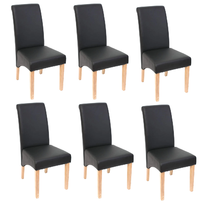 Décoshop26 - Lot de 6 chaises de salle à manger coins et bords arrondis PVC noir mat pieds en bois clairs 04_0000741 - noir 3000078432694_0