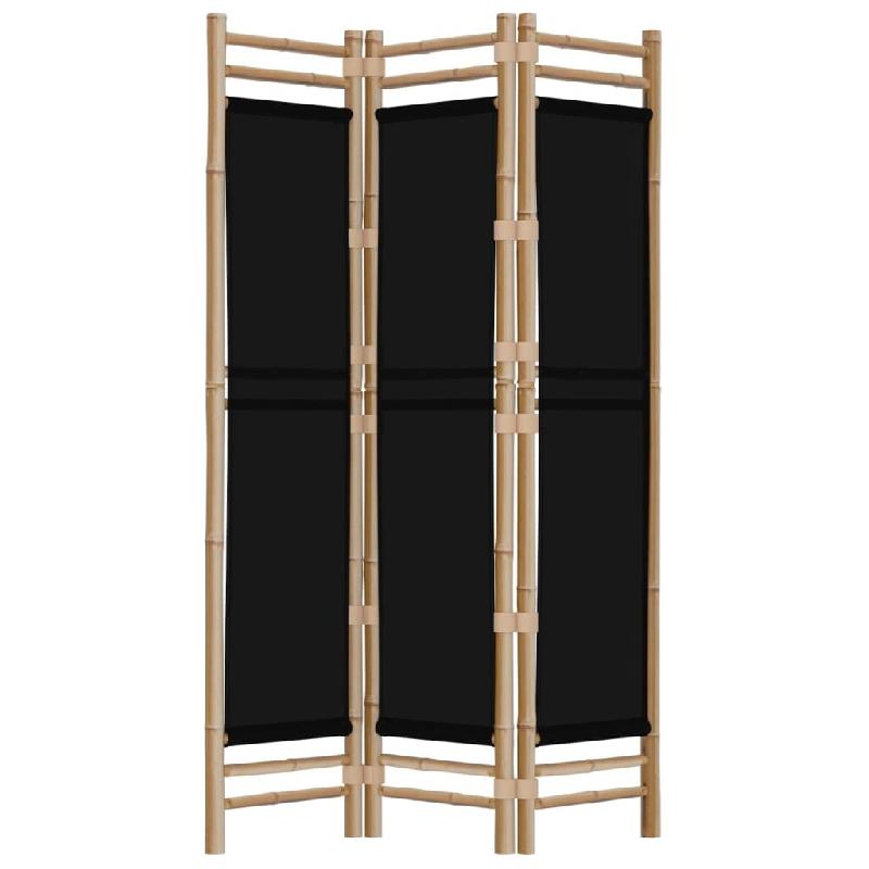 Décoshop26 - Paravent séparateur de pièce cloison pliante 3 panneaux 120 cm bambou et toile noir DEC031187 - noir 3000258332943_0