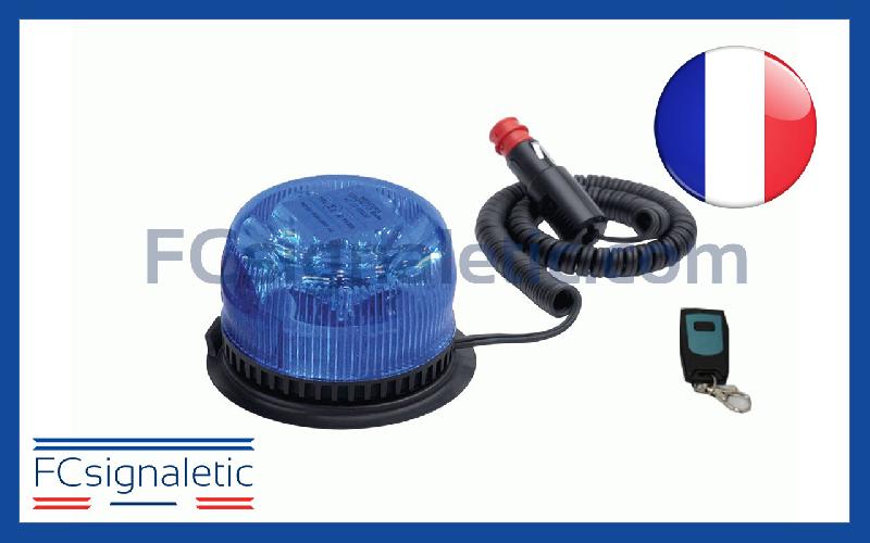 Gyrophare Gyroled bleu télécommandé embase magnétique prise allume cigare classe 1 rotatif STANDBY MERCURA 30371-00_0
