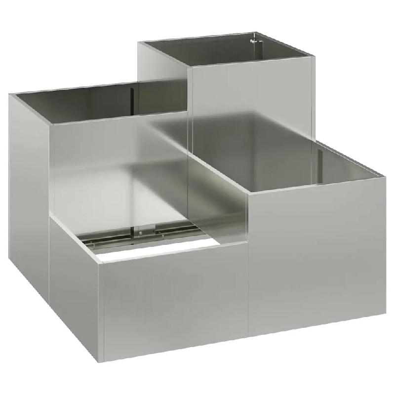 Helloshop26 - Cache-pot de jardin rectangulaire moderne 80 x 80 x 60 cm design minimaliste extérieur en acier galvanisé argent 02_0052072 - métal 3_0