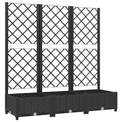 Helloshop26 - Jardinière bac lit surélevé plantes fleurs terrasse jardin avec treillis 120 x 40 x 121,5 cm PP noir 02_0038233 - 3000214199528_0
