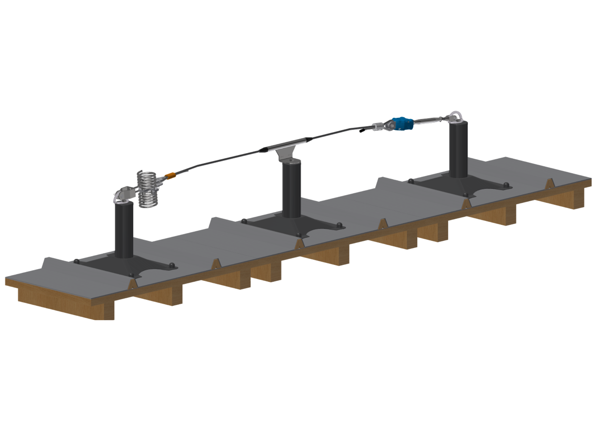 Ligne de vie à chariot pour couverture zinc volige - dispositif d'ancrage horizontal avec potelet absorbeur intégré_0